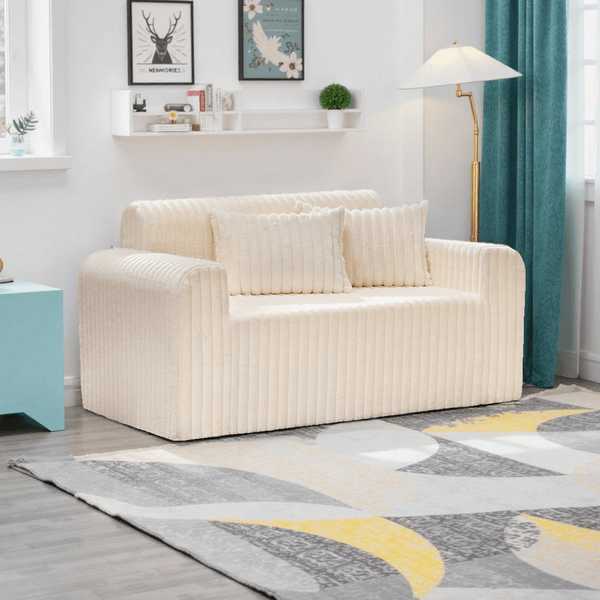 2-Seater Foam Sofa Loveseat for Small Spaces Comfy Sofa with Pillows f ...