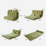 Sofá cama ajustable en el suelo, sofá cama plegable con respaldo de 6 posiciones y 2 almohadas.