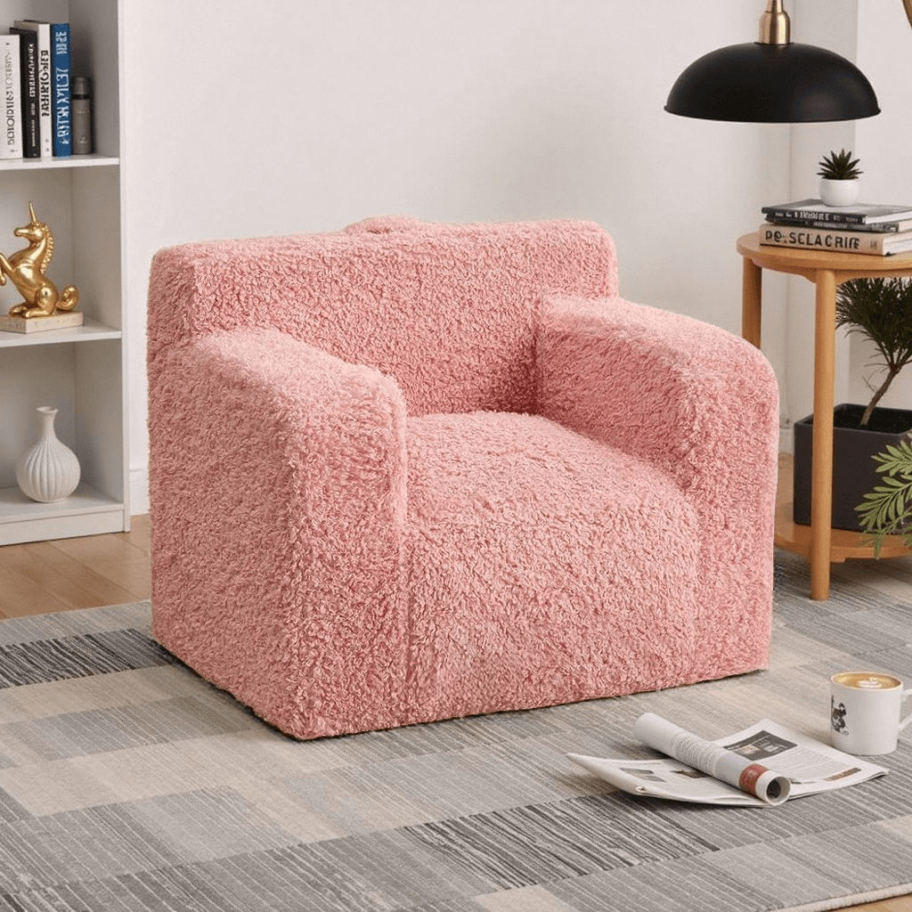 Oversized Chaise Lounge Chair - 45" Boneless Design, Corduroy Fabric, No Assembly Required, With 3 Pillows (Black)