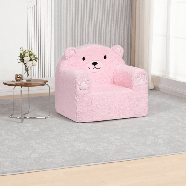 ALIMORDEN Toddler Bear Snuggle Chair - Ultra Soft Kids Couch With Sherpa Foam For Boys & Girls, Brown