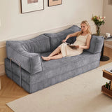 Modular Sofa Bed, Boneless Convertible Futon with Memory Foam & Corduroy Fabric