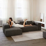 Sectional Couch with Comfy Chaise, Boneless L Shape Sofa with Deep Seat